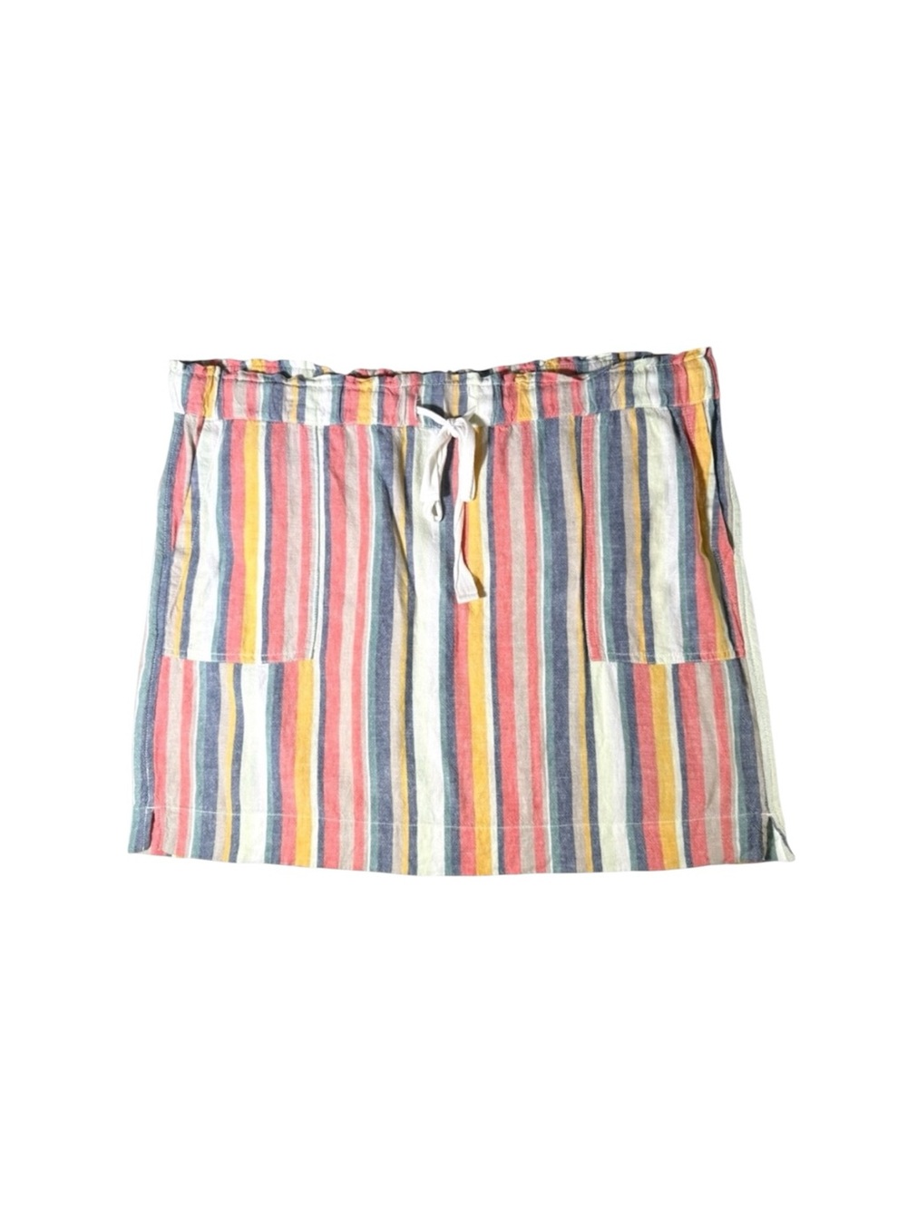 Caslon Nordstrom Multicolor Striped Drawstring Linen Blend Mini Skirt XXL